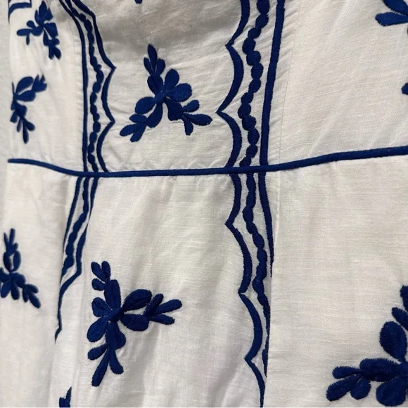 Anthropologie Moulinette Soeurs Embroidered Strapless Lidia linen dress size 2 - Picture 8 of 11